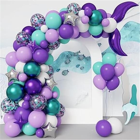 Mermaid Balloon Garland Kit, Mermaid Tail Arch Party Supplies with Purple Green - Picture 7 of 7